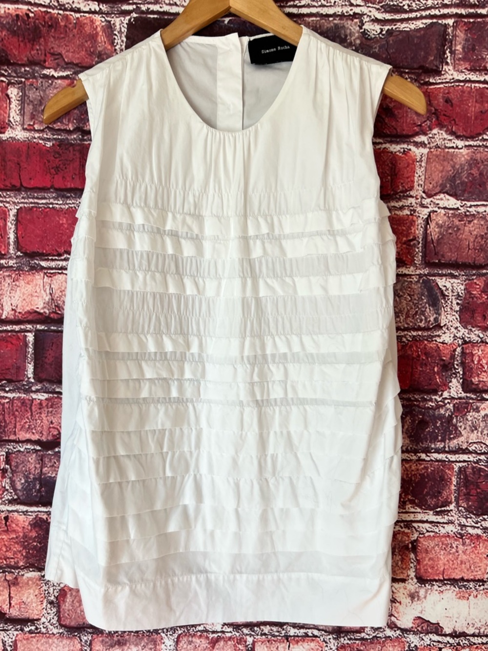 Simone Rocha White Ruffled Sleeveless Blouse